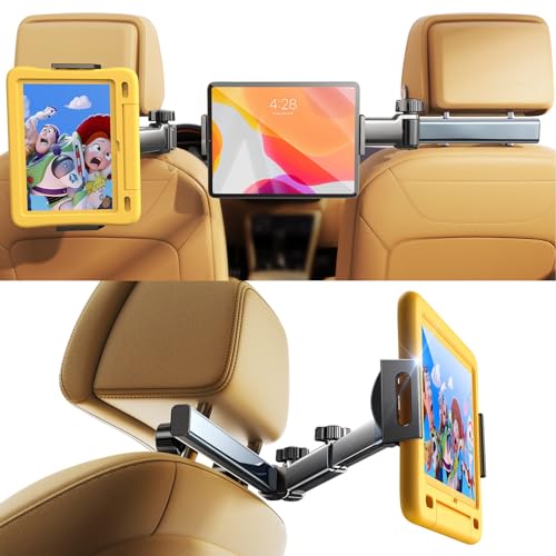 LISEN for iPad Holder for Car Headrest, Tablet Holder Mount Car Accessories for Women[3 in 1] iPad Holder Backseat for Kids Long Road Trip Car Camping Essentials for 4.7-11 iPad Mini Pro Galaxy Fire