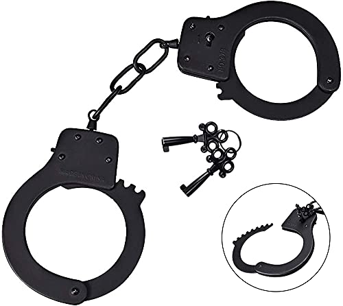 Bedsecret Handcuffs Double Lock Steel Police Edition Professional Grade Handcuffs,Hand Cuffs Cop with Keys-Black