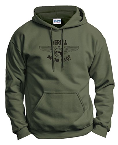 Drone with Camera Aerial Drone Pilot Quadcopter Hoodie Sweatshirt Large MlGrn Military Green