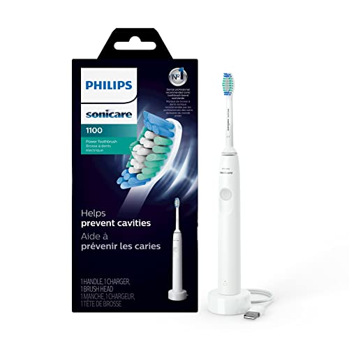 PHILIPS Sonicare 1100 Power Toothbrush, Rechargeable Electric Toothbrush, White Grey HX3641/02