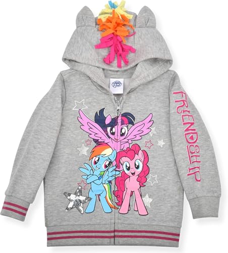 My Little Pony Rainbow Dash, Twilight Sparkle and Pinkie Pie Girls Zip Up Hoodie for Toddlers and Big Kids