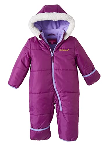 Pink Platinum Baby Girls' One-Piece Puffer Winter Snowsuit with Hood (Newborn & Infant), Size 9/12M, Plum