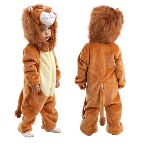 TONWHAR Infant And Toddler Halloween Cosplay Costume Kids' Animal Outfit Snowsuit(2-3T,Lion)