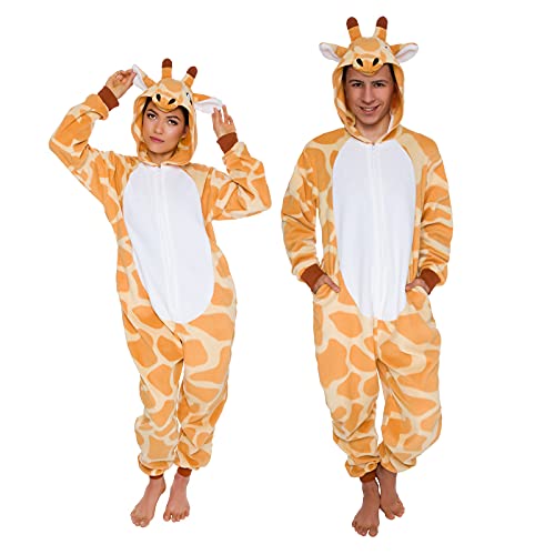 Funziez! Slim Fit Adult Onesie - Animal Halloween Costume - Plush Fruit One Piece Cosplay Suit for Women and Men