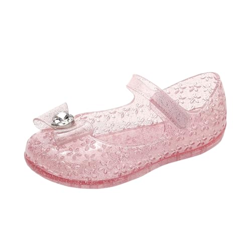 Children Jelly Shoes for Girls Soft Soled Pearl Rhinestone Decorative Single Shoes Cosplay Costumes Dress Sandals Shoe Pink, Infant 9.5