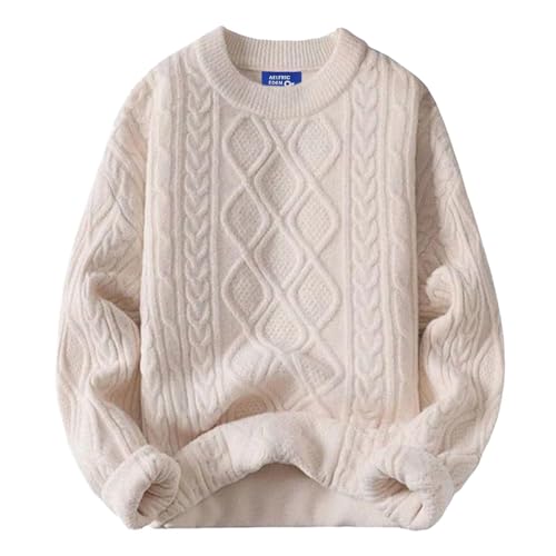 Aelfric Eden Oversized Sweater 90s Vintage Heavy Knitted Sweater Long Sleeve Sweater Women Woven Crewneck Pullover Beige