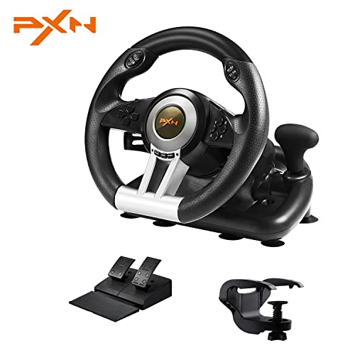 PXN Xbox Steering Wheel V3II 180° PC Gaming Racing Wheel Driving Wheel, with Linear Pedals and Racing Paddles for PC, PS4, Xbox One, Xbox Series X|S, Nintendo Switch - Black