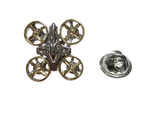 Kiola Designs Gold and Silver Toned Quadcopter Drone Lapel Pin