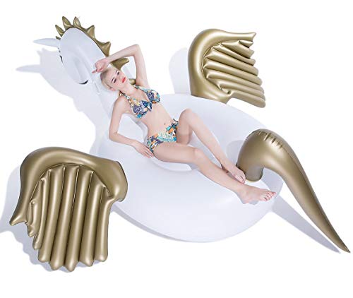 Jasonwell Giant Inflatable Pegasus Pool Float with Fast Valves Summer Beach Swimming Pool Party Lounge Raft Decorations Toys for Adults & Kids 98.4 x 98.4 x 54.2-Inch