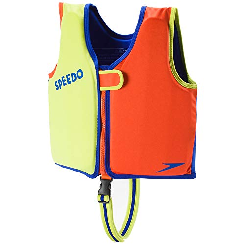 Speedo Unisex-Child Swim Flotation Classic Life Vest Begin to Swim UPF 50 Lime/Orange, Large