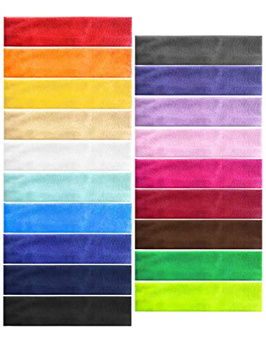 PorsMing Headbands Pack of 19 Exercise Bands Sweat Bands Hair Bands Elastic Stretch Head Wraps for Women Men Girls Yoga Workout Gym Sports Fitness Non Slip and Slide Fashion Colors