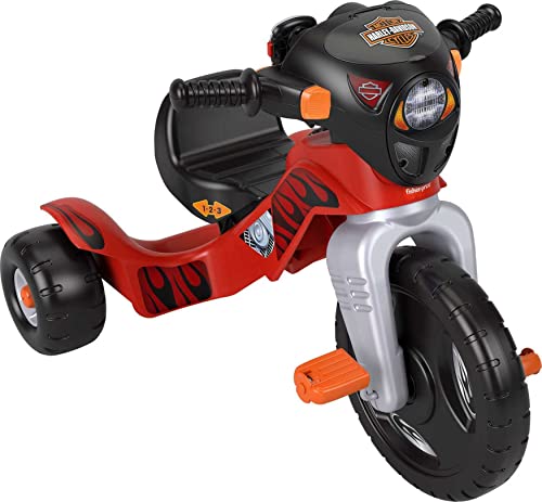 Fisher-Price Toddler Tricycle Harley-Davidson Lights & Sounds Trike, Toy Bike with Adjustable Seat & Storage for Outdoor Play Kids Ages 2+ Years