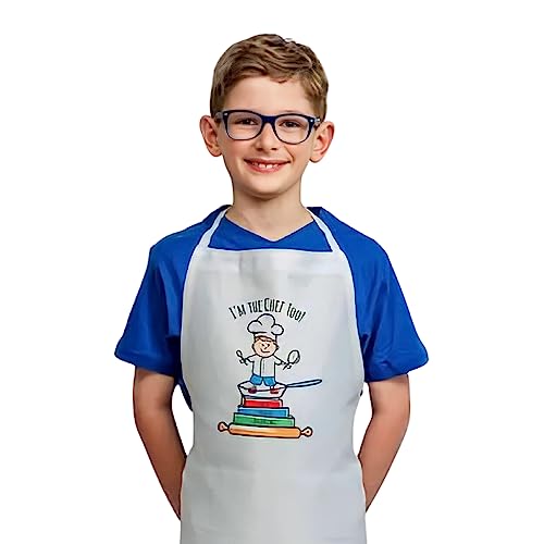 I'm the Chef Too! Authentic Kids Apron For Cooking, Baking, Crafting & Art - For Boys & Girls 4 years & Up! Iron On Achievement Patches Not Included - Machine Washable