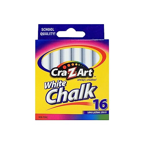 Cra-Z-Art Classroom Chalk, White, Pack Of 16 Pieces