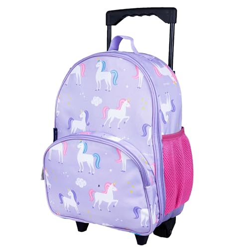 Wildkin Kids Rolling Luggage for Boys and Girls, Carry on Luggage Size is Perfect for School and Overnight Travel, Measures 16 x 12 x 6 Inches (Unicorn)