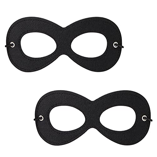 AIMIKE 2Pcs Superhero Masks, Black Felt Eye Masks, Halloween Dress Up Masks, Adjustable Half Masks with Elastic Rope - Great Party Cosplay Accessory