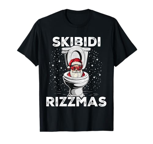 Skibidi Rizzmas Funny Toilet Santa White Elephant Christmas T-Shirt