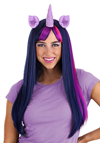 My Little Pony Twilight Sparkle Costume Wig Synthetic Hair, Mesh Cap, Horn, Ears, Clips