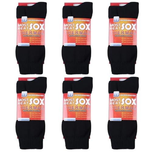 Thermal Socks for Men, Winter Warm Socks Mens for Cold Weather Extreme Temperatures,A-black (6 Pairs)