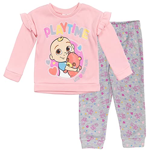 CoComelon JJ Toddler Girls Sweatshirt Jogger and Pants Set Pink/Gray 3T