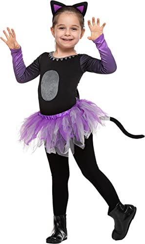 Spooktacular Creations Halloween Child Girl Purple Black Tutu Cat Skirt costume for Party (Small (5-7 yr))