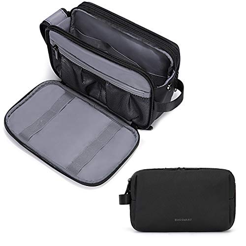 BAGSMART Toiletry Bag for Men, Travel Toiletry Organizer Dopp Kit Water-resistant Shaving Bag for Toiletries Accessories, Door Room Essentials, Black