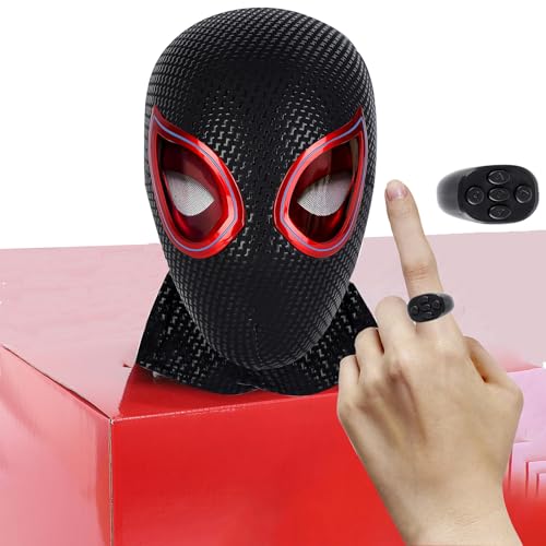 VKW Electric Spider Superhero Role-Playing Mask Toy with Moving Eyes - Movable Eyes Remote Control, Full Face, Great for Men, Halloween, Christmas