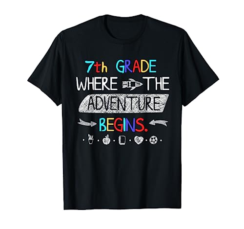 7th Grade Where The Adventure Begins Seventh Grade Teacher T-Shirt