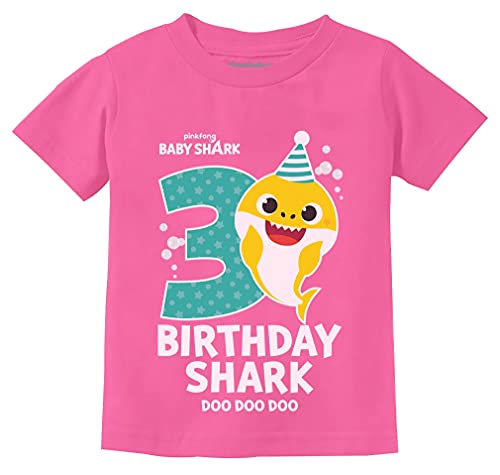 3rd Birthday Baby Shark Shirt 3 Year Old Birthday Boy Girl Toddler Kids T-Shirt 3T Pink