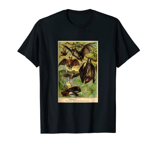 Vampire Bat -Fruit Bat Vintage Colorful Realistic Lithograph T-Shirt