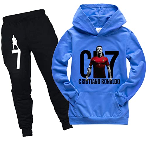 RYDLE Kids Cristiano Ronaldo Pullover Hoodie Sweatshirt and Sweatpants Set-CR7 Tracksuit 2 Piece Outfits for Boys Girls