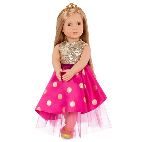 Our Generation Sarah Girl Doll – Princess Themed 18-inch Fashion Doll with Tiara and Sparkly Dress – Includes 4 Piece Clothing Set