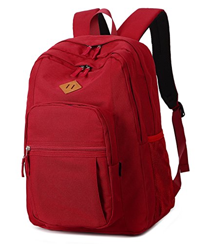 abshoo Girls Solid Color Backpack For College Women Water Resistant School Bag (Red)