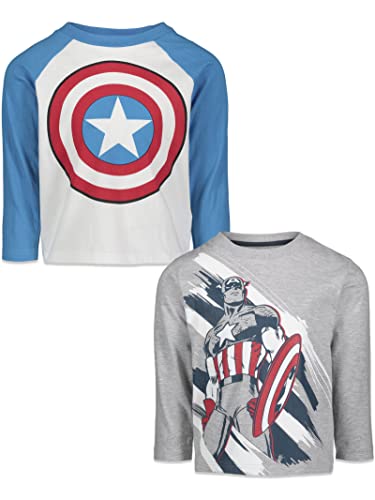 Marvel Avengers Captain America Toddler Boys 2 Pack Long Sleeve Graphic T-Shirts Captain America 5T