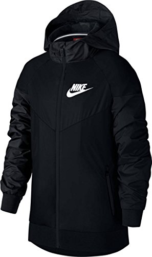 Nike Boy's Sportswear Windrunner Jacket (Little Kids/Big Kids) Black/Black/Black/White LG (14-16 Big Kid)