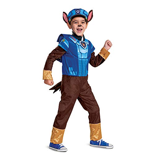 Chase Costume for Boys, Deluxe Paw Patrol Movie Character Outfit with Badge, Toddler Size Large (4-6)