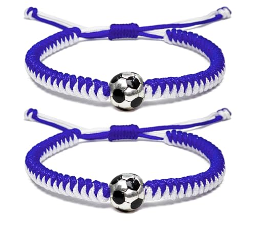 MANYC Soccer Bracelets for Men Women and Kids - Stylish Accessories for Soccer Fans Team Spirit Gifts For boys Girls 8-12 and Game Decor… (Blue 2PCS)