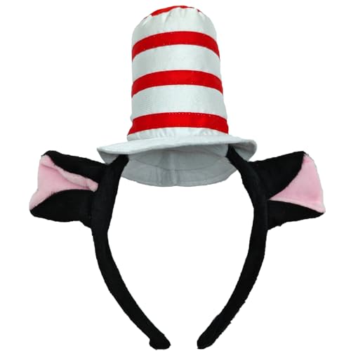 ZHENNAN Cat Hat Headbands for Women, Cute Dr. Seuss Cat In The Hat Cartoon Costume Birthday Party Decorations Halloween Cosplay Christmas Hair Accessory