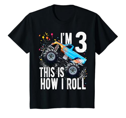 3 Year Old Shirt 3rd Birthday Boy Monster Truck Car T Shirt T-Shirt