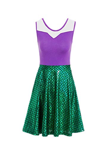 Womens Deep Sea Siren Mermaid Halloween Costume Adult Mermaid Costume Ariel (Purple, L)