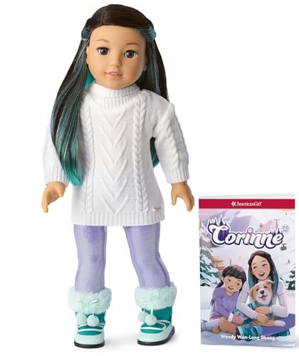 American Girl Corinne Tan Girl of the Year 2022 18-inch Doll and Book with Sweater, Leggings, and Boots, For Ages 8+