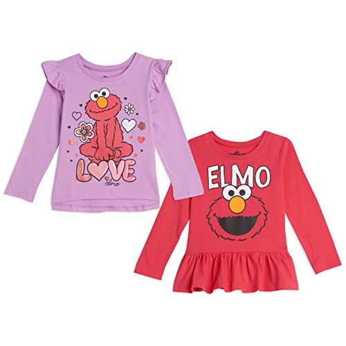 Sesame Street Elmo Toddler Girls 2 Pack T-Shirts Multicolored 2T