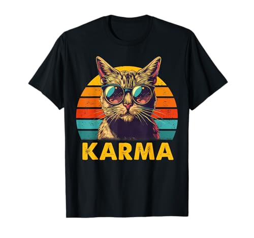 Vintage Cat Music Gifts For Teens Girls Kids Women Men Karma T-Shirt