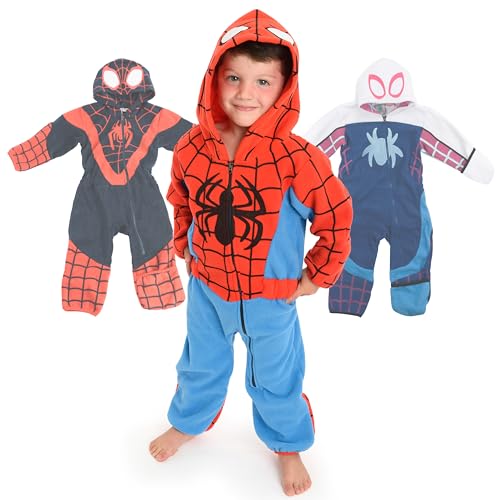 Cuddle Club Spiderman Fleece Baby Bunting Bodysuit - Spiderman Onesie Baby Fleece Jumpsuit - Baby Snowsuit Spiderman Baby Clothes - Baby Boy & Baby Girl Clothes for Winter - kid Onesies 3T