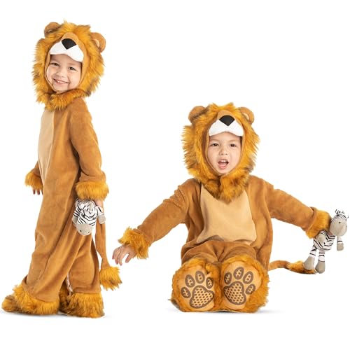 Spooktacular Creations Baby Lion Costume with Toy Zebra for Infants, Child, Toddler Halloween Dress Up, Safari Themed Party (18-24 months)