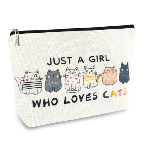 Cat Makeup Bags for Women, Cute Cat Themed Gifts for Girls, Small Cat Lover Travel Cosmetic Bag Zipper Pouch for Teens Daughter Sister Bestie, Funny Cat Mom Stuff Birthday Christmas Decorations