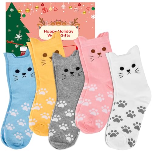 Ulrhpc Stocking Stuffers for Women Adults, Christmas Gifts for Women Her Grils Girlfriend Teen Girls Funny Gifts Cat Socks