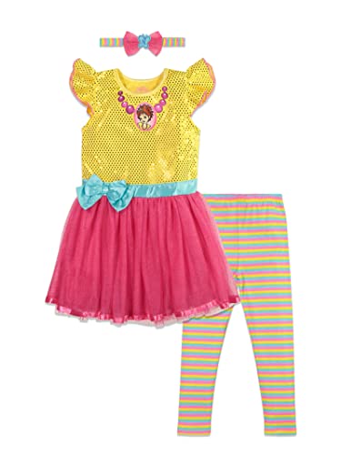 Disney Fancy Nancy Little Girls Costume Tutu Ballet Dress Leggings & Headband 7/8