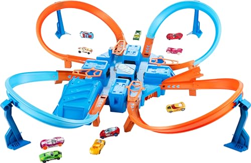 Hot Wheels Toy Car Track Set, Criss Cross Crash with 1:64 Scale Vehicle, Powered by a Motorized Booster (Amazon Exclusive)