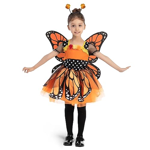 Spooktacular Creations Child Girl Butterfly Costume (Toddler (3-4yr)) Orange